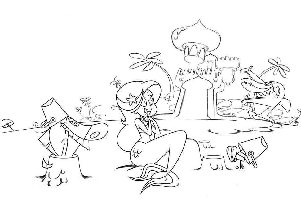 Dibujo de Sharko Hace Feliz a Marina para Colorear