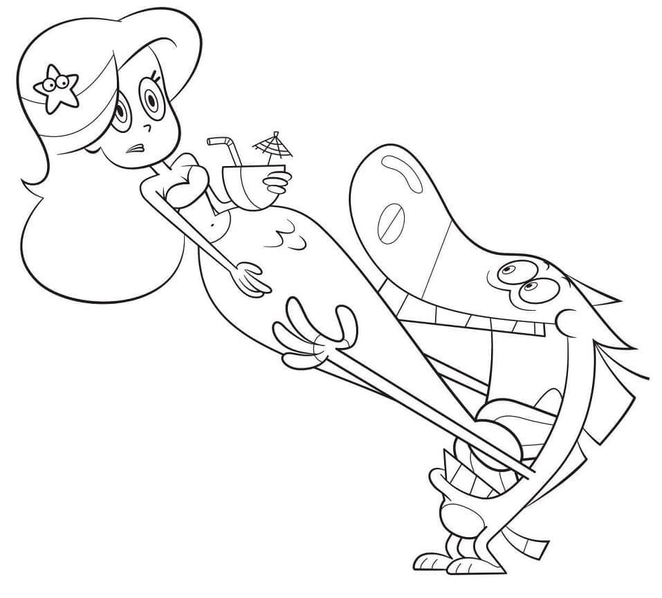 Dibujo de Zig Comiendo Marina para Colorear