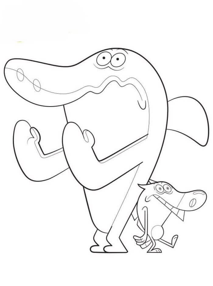 Dibujo de Zig Divertido con Sharko para Colorear