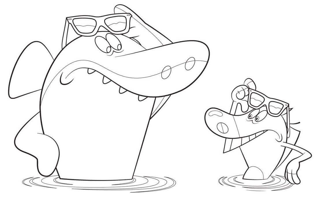 Dibujo de Zig con Sharko para Colorear