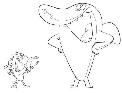 Dibujo de Zig y Sharko Sonriendo para Colorear