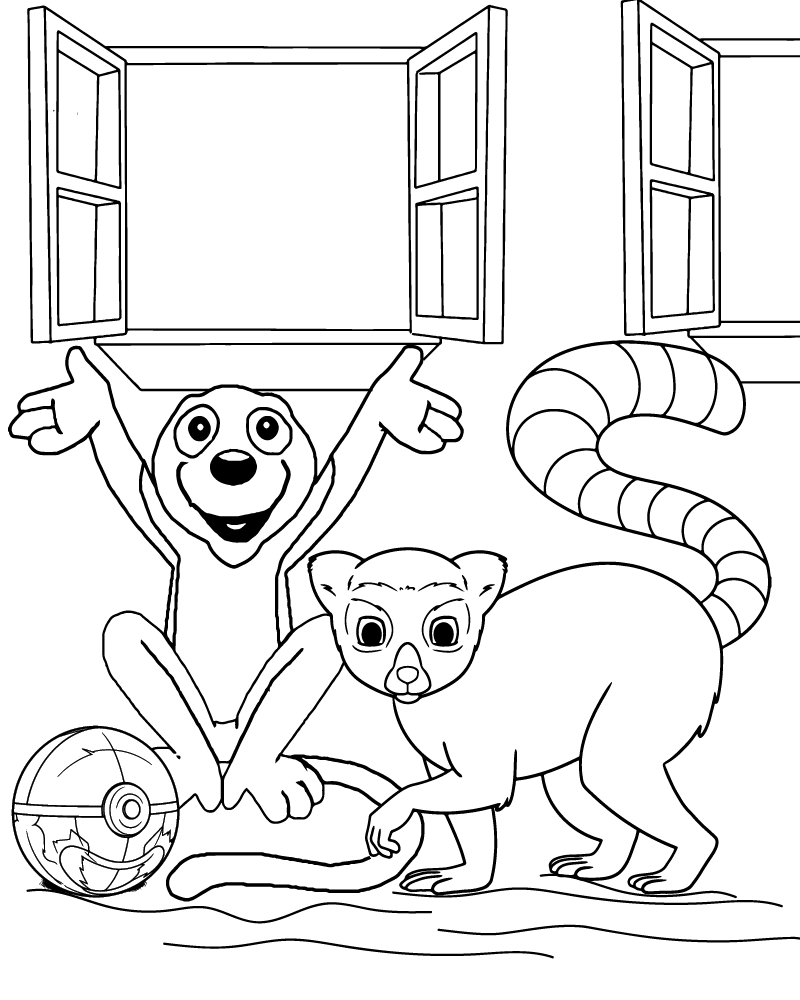 Dibujo de Zoboomafoo Lemur Playing Coloring Page para Colorear