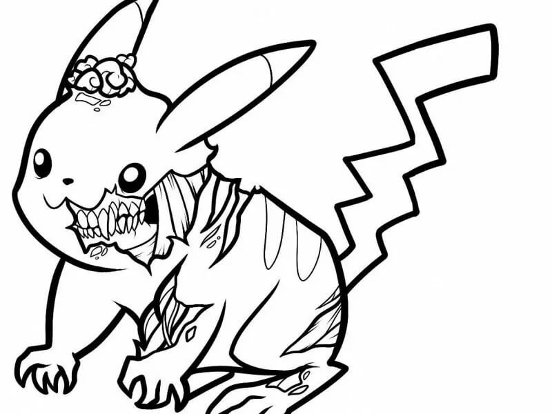Dibujo de Pikachu Zombie para Colorear
