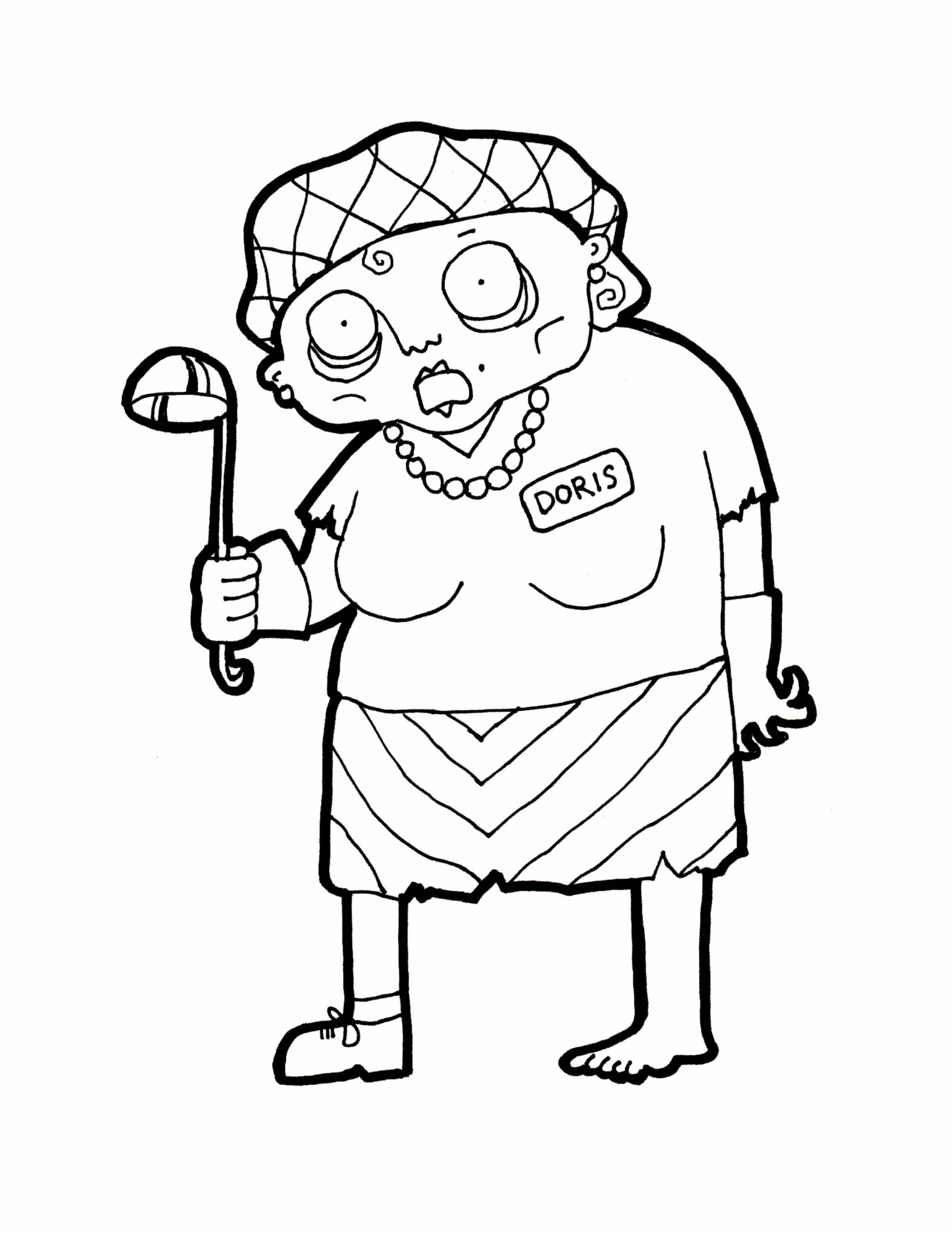 Dibujo de Abuela Zombi para Colorear