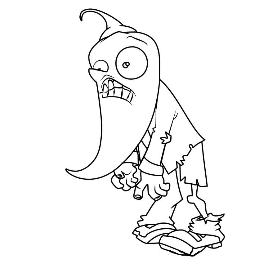 Dibujo de Cabeza Chilipepper Zombie para Colorear