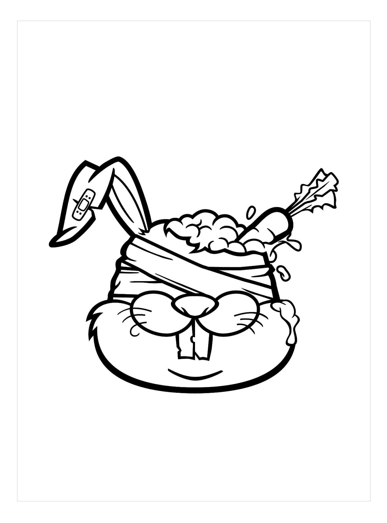Dibujo de Cabeza Conejo Zombi para Colorear