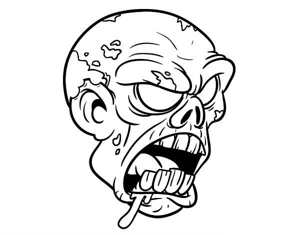 Dibujo de Cabeza de Zombi para Colorear