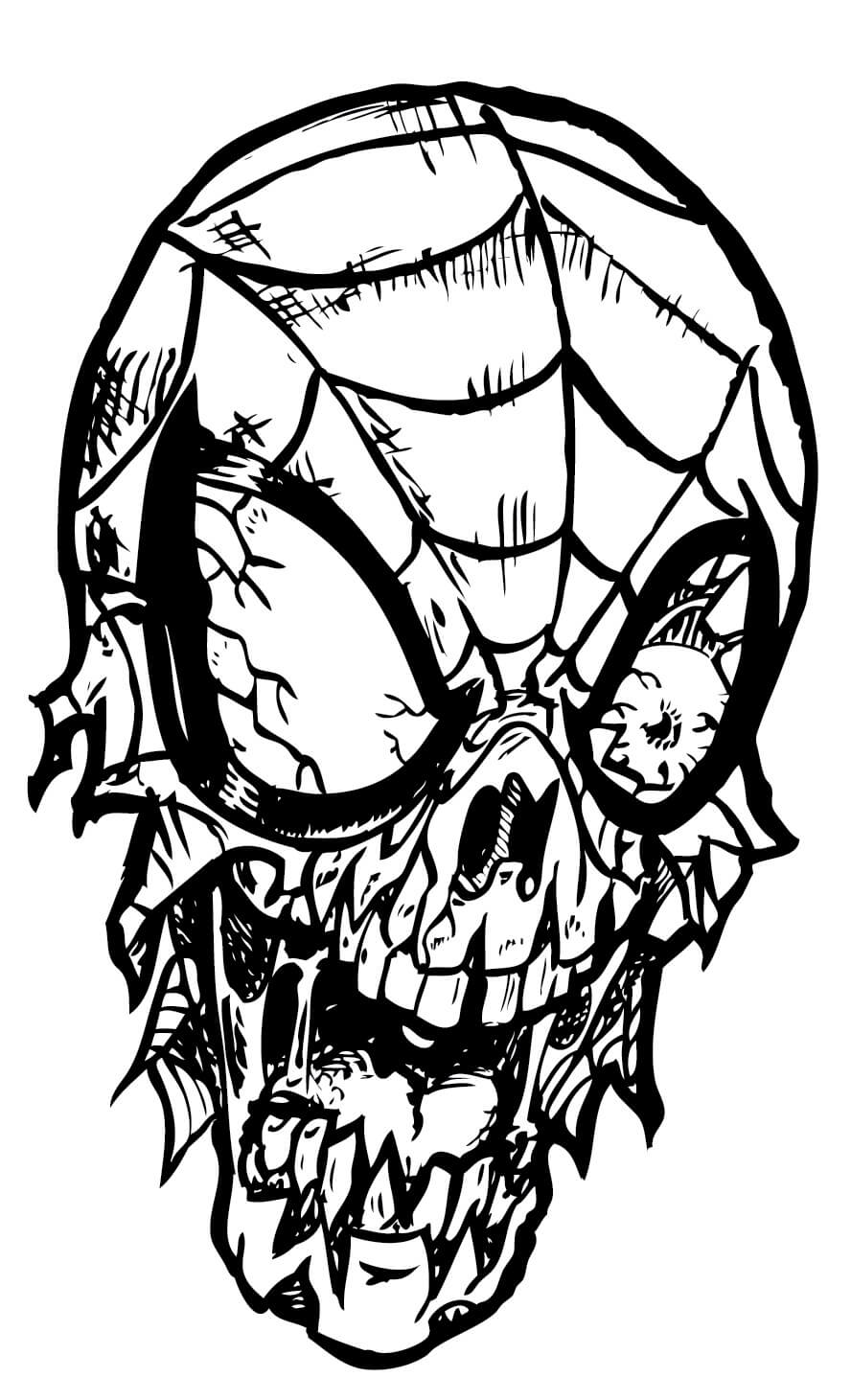 Dibujo de Cabeza Spiderman Zombi para Colorear