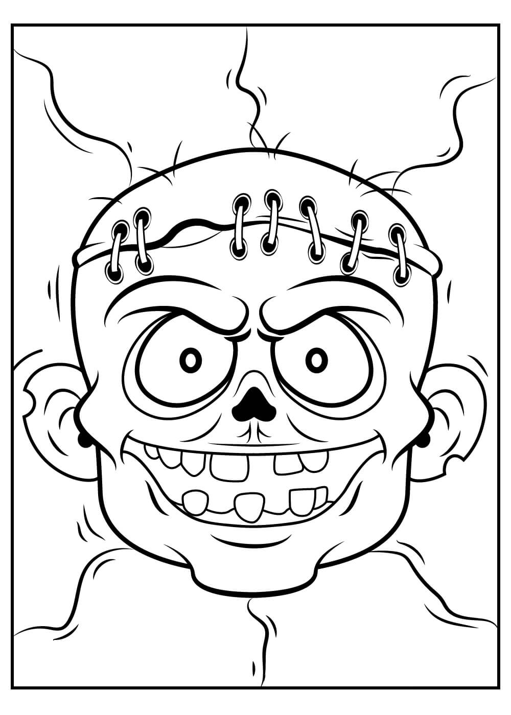 Dibujo de Cara Zombie Divertido para Colorear