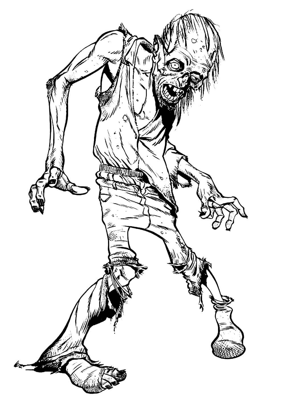 Dibujo de Dibujar a Mano Zombi para Colorear