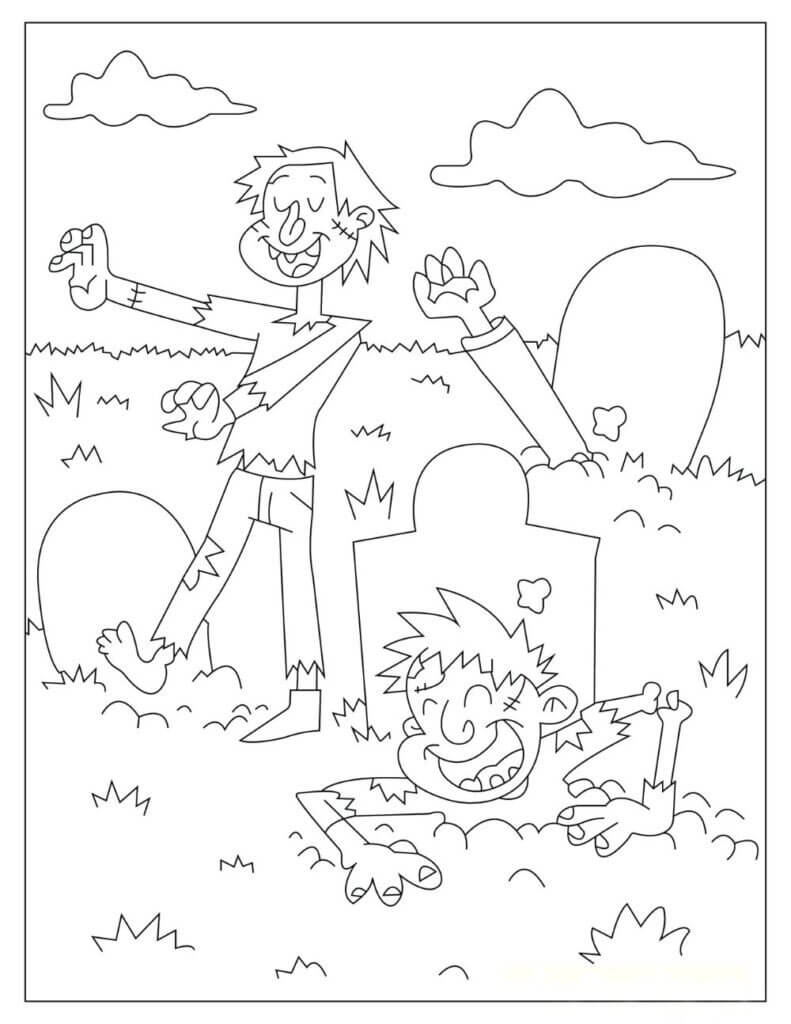Dibujo de Dos Zombis Divertidos para Colorear