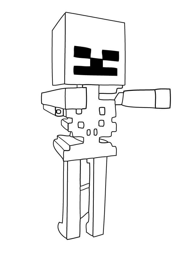 Dibujo de Esqueleto Zombi de Minecraft para Colorear