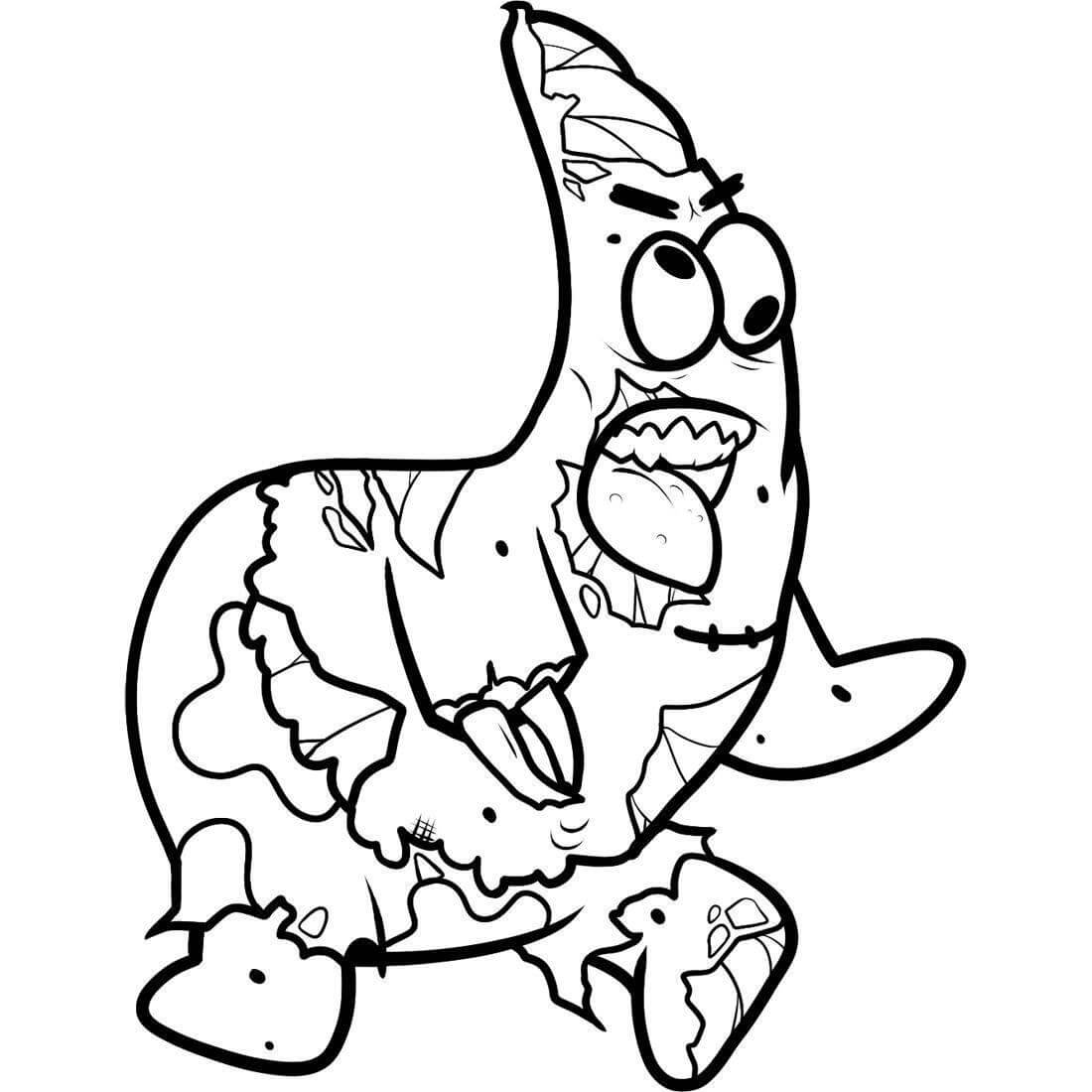 Dibujo de Patricio Estrella Zombi para Colorear