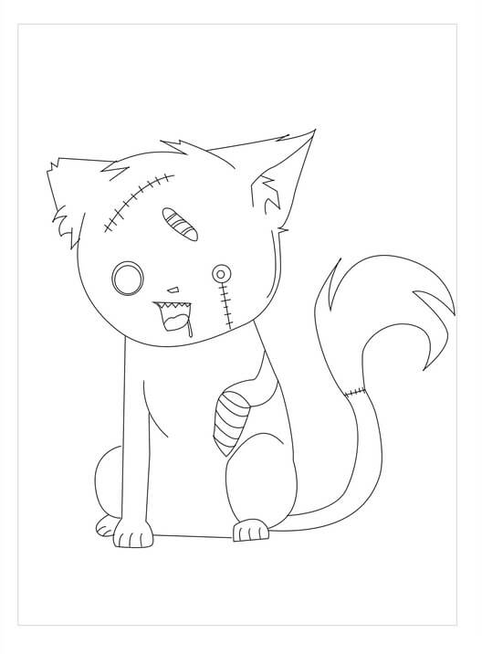 Dibujo de Pequeño Zombi Sonriendo para Colorear
