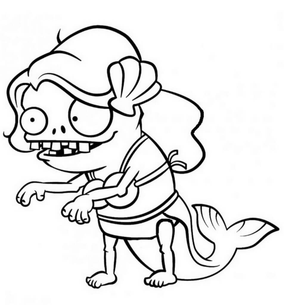 Dibujo de Sirena Zombi para Colorear