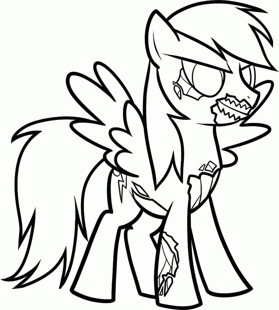Dibujo de Unicornio Zombie Enojado para Colorear