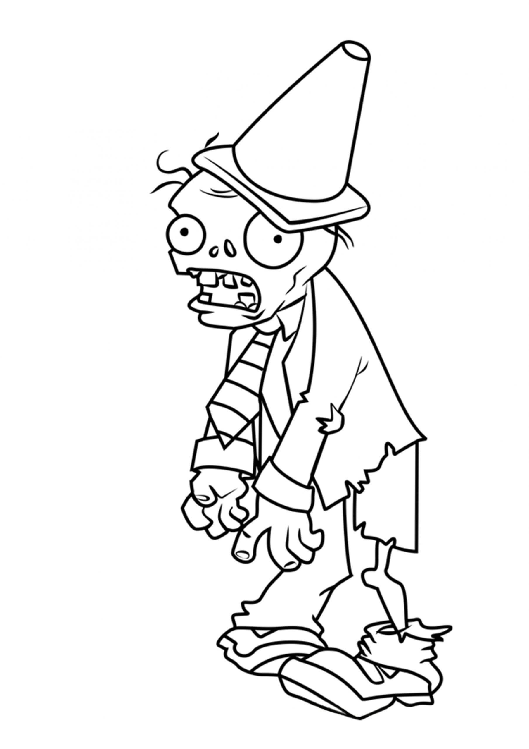 Dibujo de Zombi Cabeza Conica de Plants Vs Zombies para Colorear