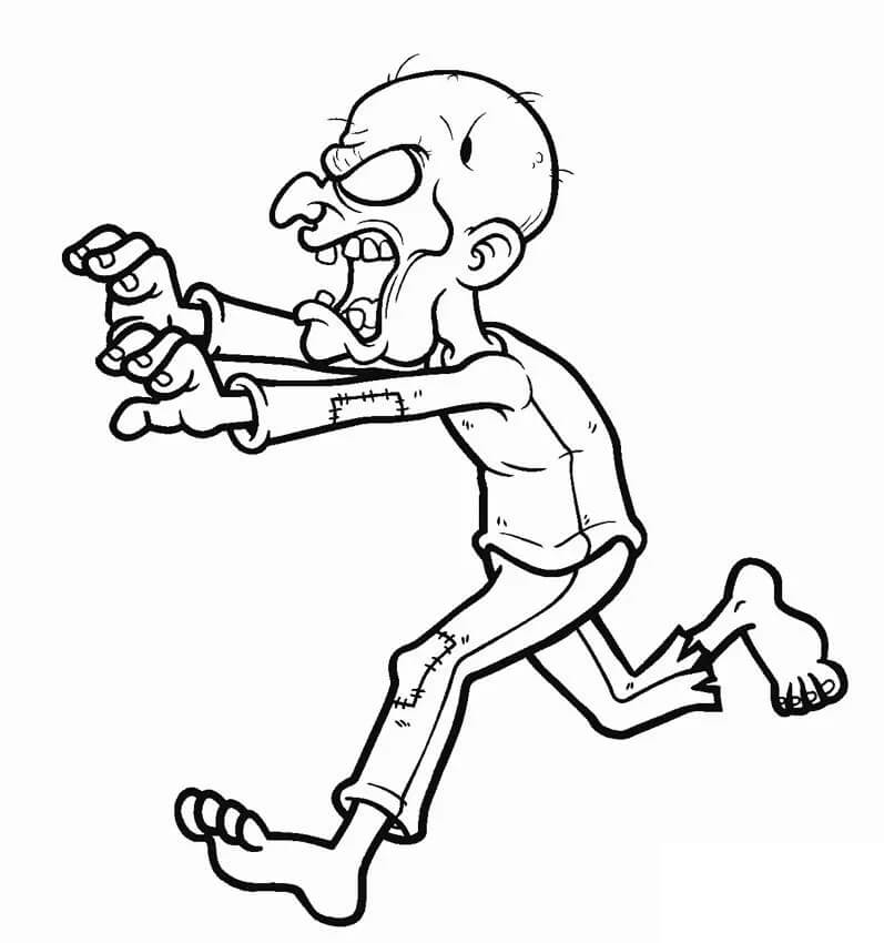 Dibujo de Zombi Corriendo para Colorear