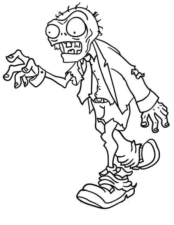 Dibujo de Zombi de Planta Vs Zombie Caminando para Colorear