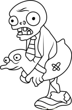 Dibujo de Zombi del Tubo del Patito para Colorear