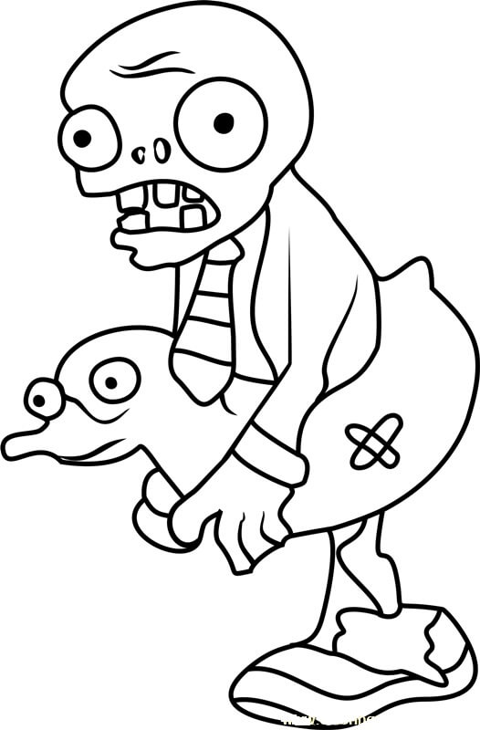 Dibujo de Zombi del Tubo del Patito para Colorear