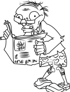 Dibujo de Zombi Lee el Periodico para Colorear