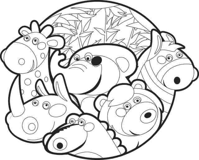Dibujo de Animal de Dibujos Animados en el zoológico para Colorear