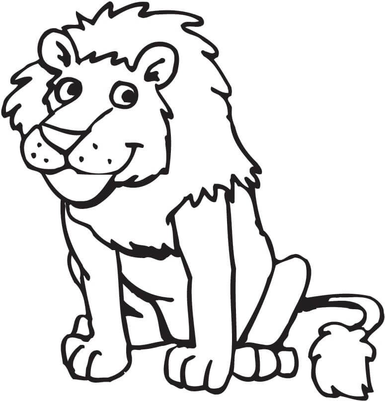 Dibujo de Dibujar león en el zoológico para Colorear