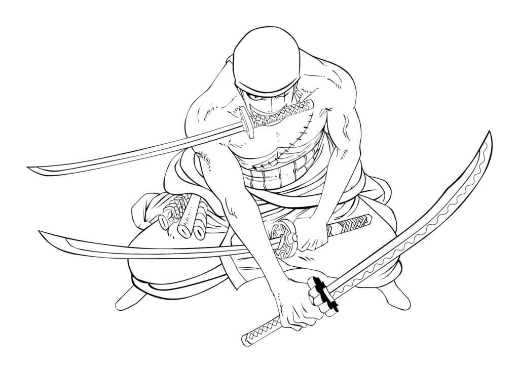 Dibujo de Las Tres Espadas de Zoro para Colorear