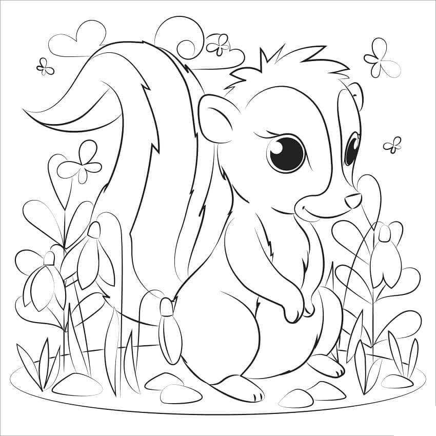 Dibujo de Adorable Mofeta para Colorear