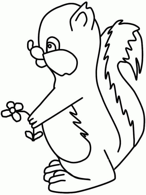 Dibujo de Flor de Tenencia de Mofeta para Colorear