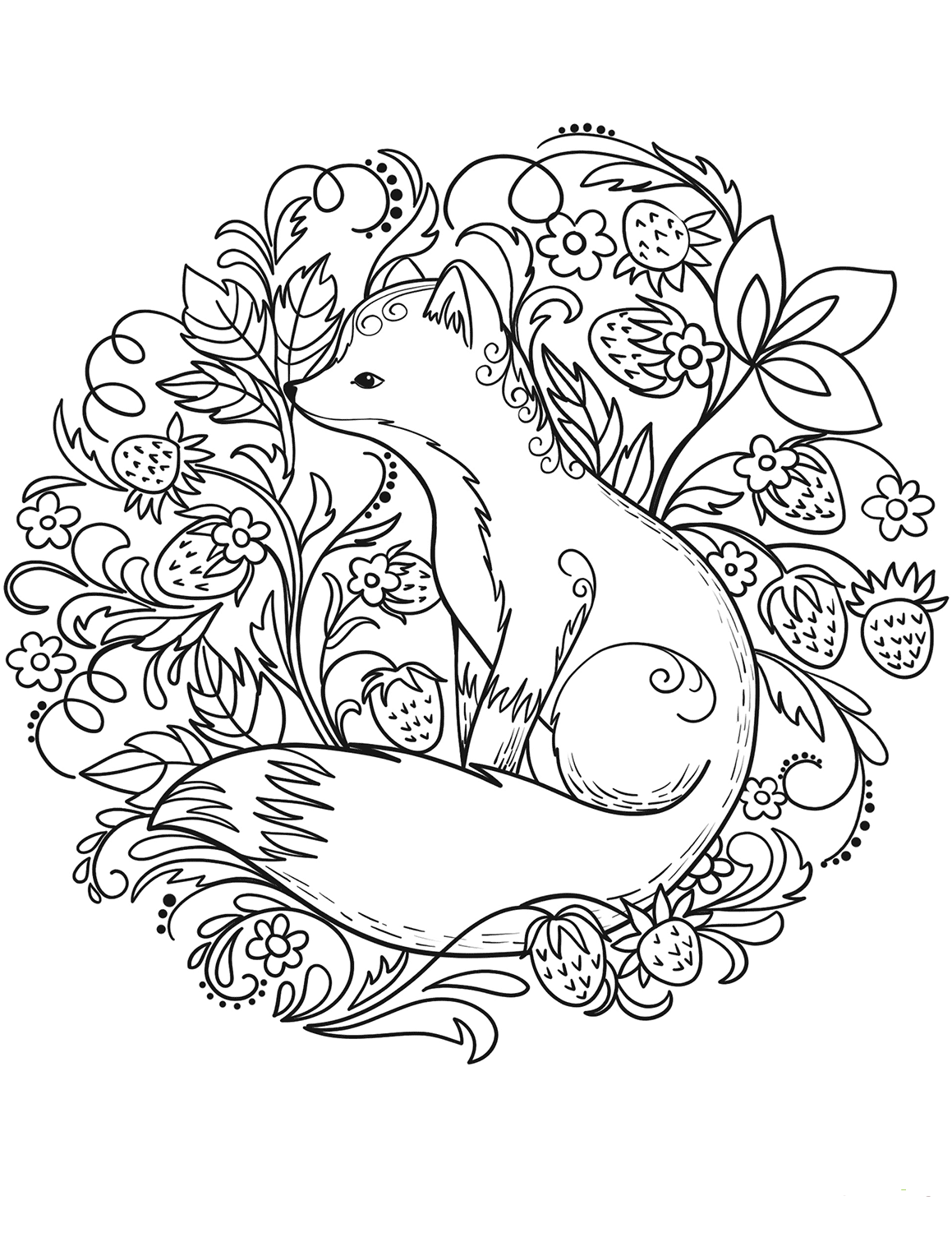 Dibujo de Fox And Strawberry para Colorear